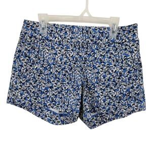J Crew Stretch Shorts Floral Blue White Cotton Women Size 00 Mid Rise Casual